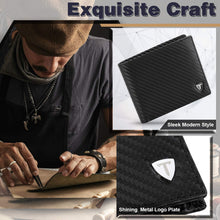 Charger l&#39;image dans la galerie, TEEHON® Portefeuille Homme en Cuir Véritable avec Blocage RFID/NFC 8 Porte Carte Crédit, 2 Compartiment à Billets, Classique Porte Feuille Poche à Monnaie avec Boîte Cadeau- Noir
