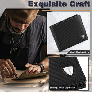 TEEHON® Portefeuille Homme en Cuir Véritable avec Blocage RFID/NFC 8 Porte Carte Crédit, 2 Compartiment à Billets, Classique Porte Feuille Poche à Monnaie avec Boîte Cadeau- Noir