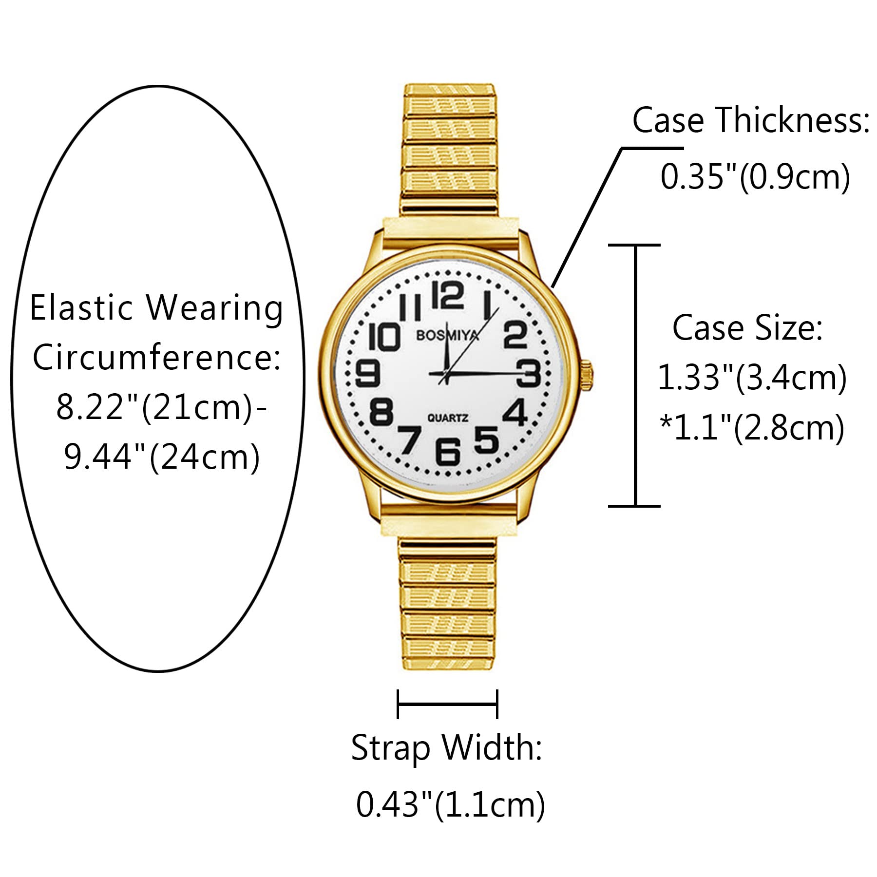 Montre Couple Bracelet Extensible Acier Inoxydable – Noir Et Blanc – Mouvement Quartz – Cadeau Anniversaire Ou Saint-Valentin - 8