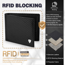 Charger l&#39;image dans la galerie, TEEHON® Portefeuille Homme en Cuir Véritable avec Blocage RFID/NFC 8 Porte Carte Crédit, 2 Compartiment à Billets, Classique Porte Feuille Poche à Monnaie avec Boîte Cadeau- Noir

