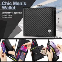 Charger l&#39;image dans la galerie, TEEHON® Portefeuille Homme en Cuir Véritable avec Blocage RFID/NFC 8 Porte Carte Crédit, 2 Compartiment à Billets, Classique Porte Feuille Poche à Monnaie avec Boîte Cadeau- Noir

