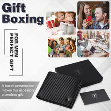 Charger l&#39;image dans la galerie, TEEHON® Portefeuille Homme en Cuir Véritable avec Blocage RFID/NFC 8 Porte Carte Crédit, 2 Compartiment à Billets, Classique Porte Feuille Poche à Monnaie avec Boîte Cadeau- Noir
