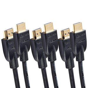 Amazon Basics Lot de 3 câbles HDMI 4K de 1.8 m - Haute performance 18 Gbps avec Ethernet, 4K@60Hz, 2160p, Noir