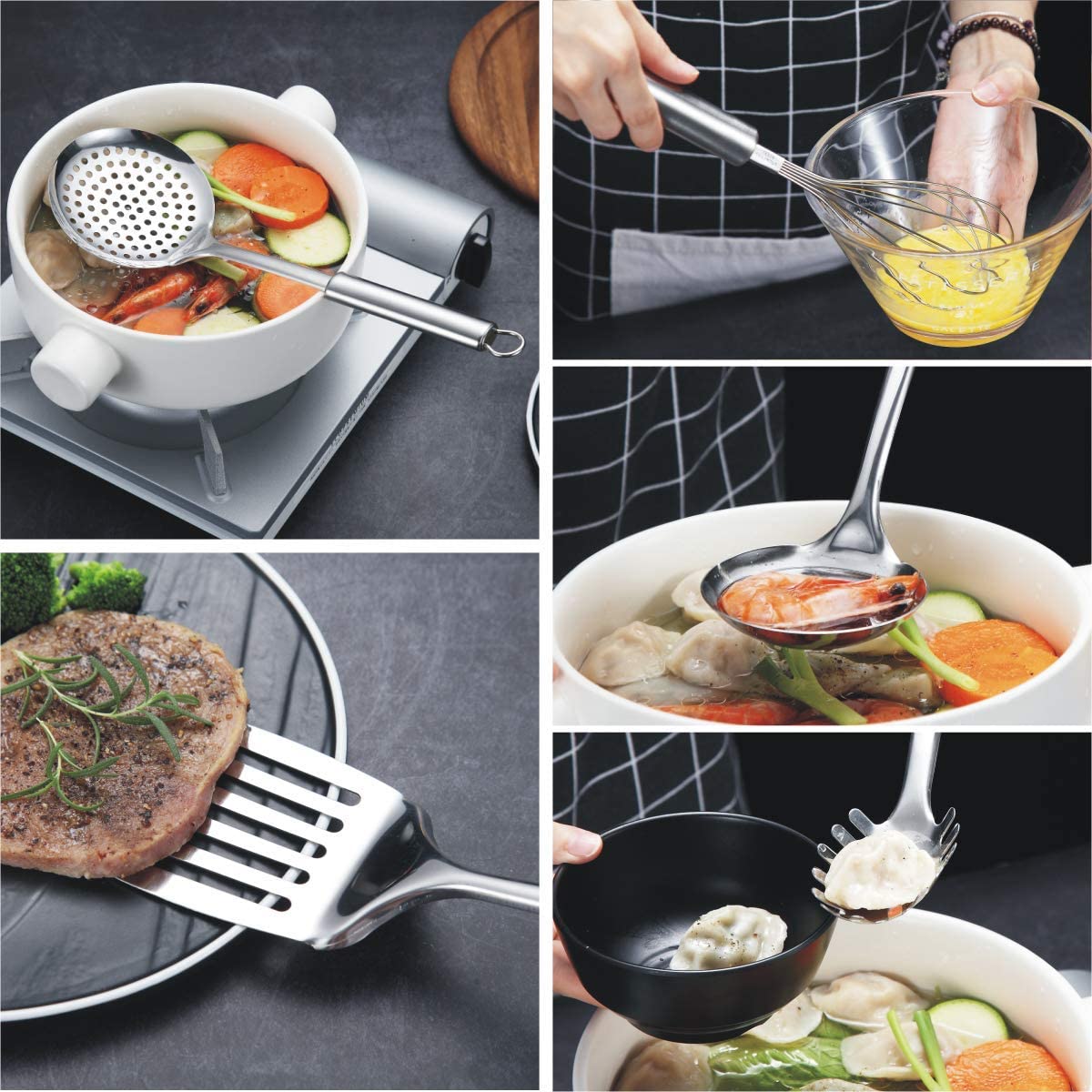 Ustensiles de Cuisine en Nylon 7Pcs Accessoire Cuisine Set Pratique avec  Poignée Ergonomique, Nice Aide de Cuisine,7pcs [227]